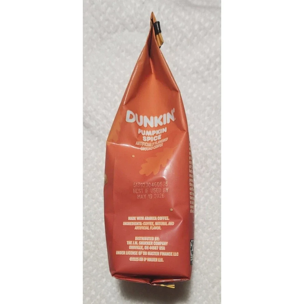 Dunkin Pumpkin Spice Ground Coffee 11 oz Bag Special Limited Edition 5-19-2026